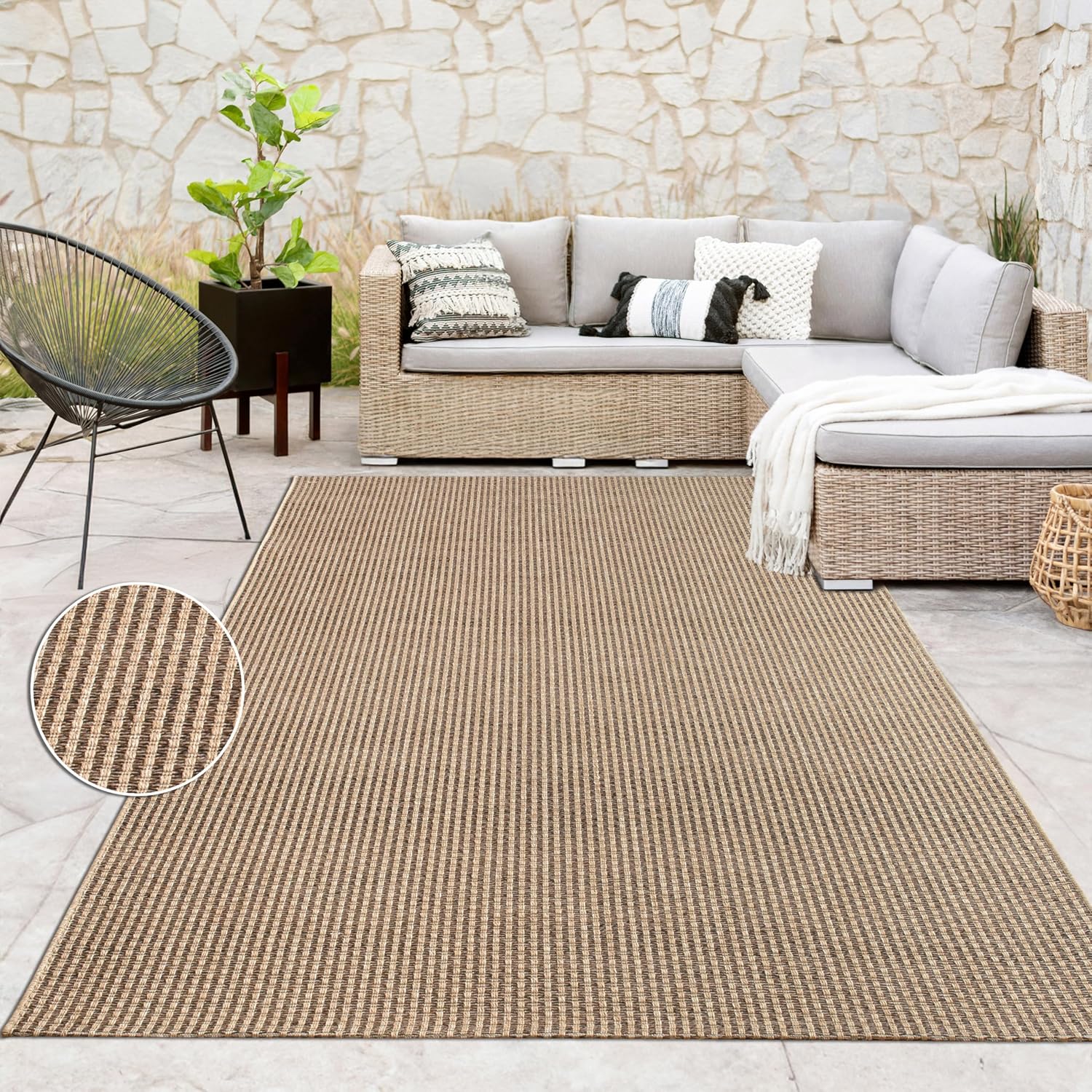 Thumbnail 6 de Paco Home Indoor-Outdoor Teppich (240x340 cm) im Jute-Look – beige 3, robust & wetterfest
