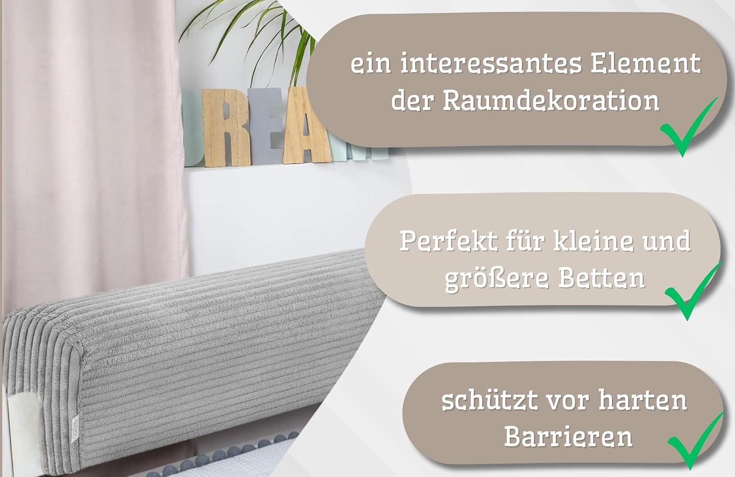 Thumbnail 4 de Bettkantenschutz 80 cm für Kinderbetten Hellgrau