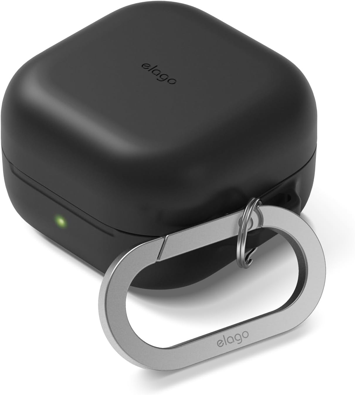 Detalle de elago Coque en silicone pour boîtier Samsung Galaxy Buds 4 Pro & Buds 4, protection avec mousqueton et compatibilité charge sans fil (Noir)