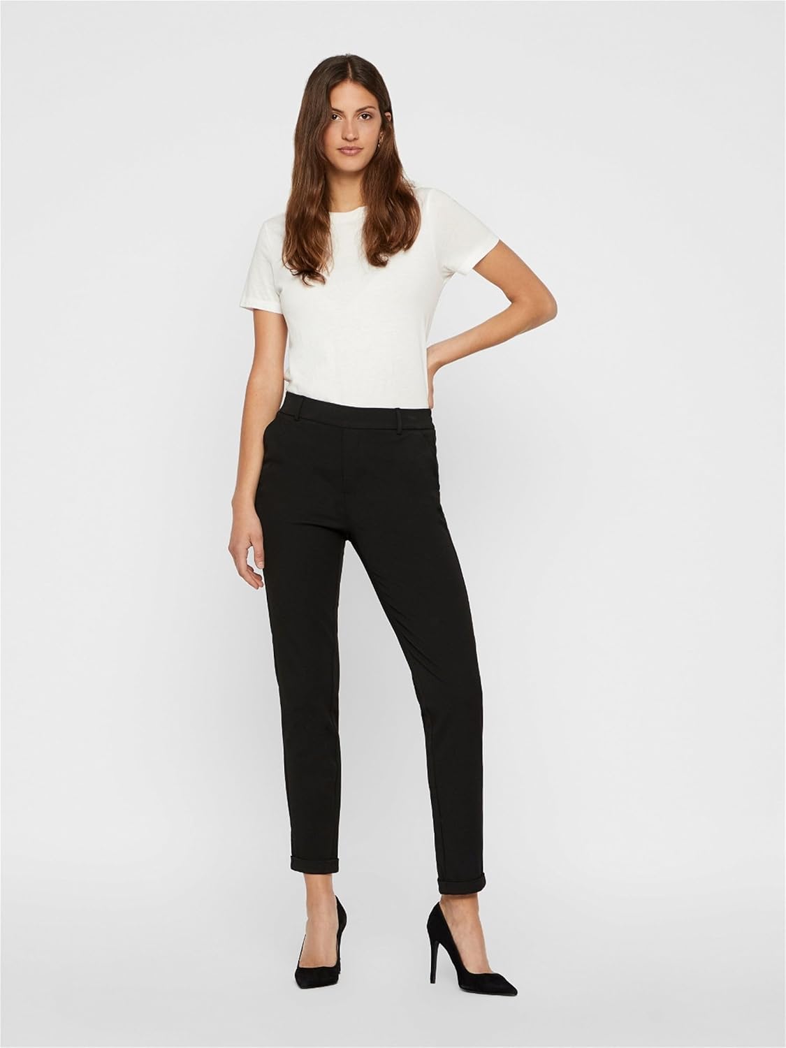 Detalle de VERO MODA VMMaya Mr Loose Solid Pant Tall NOOS: pantaloni da donna comodi e leggeri