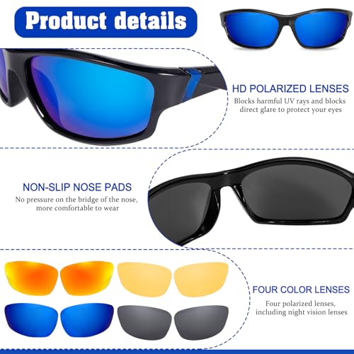 Detalle 2 de Beipegin: 4 Piezas de Gafas de Sol Polarizadas para Hombre, UV400, Diseño ligero para deporte