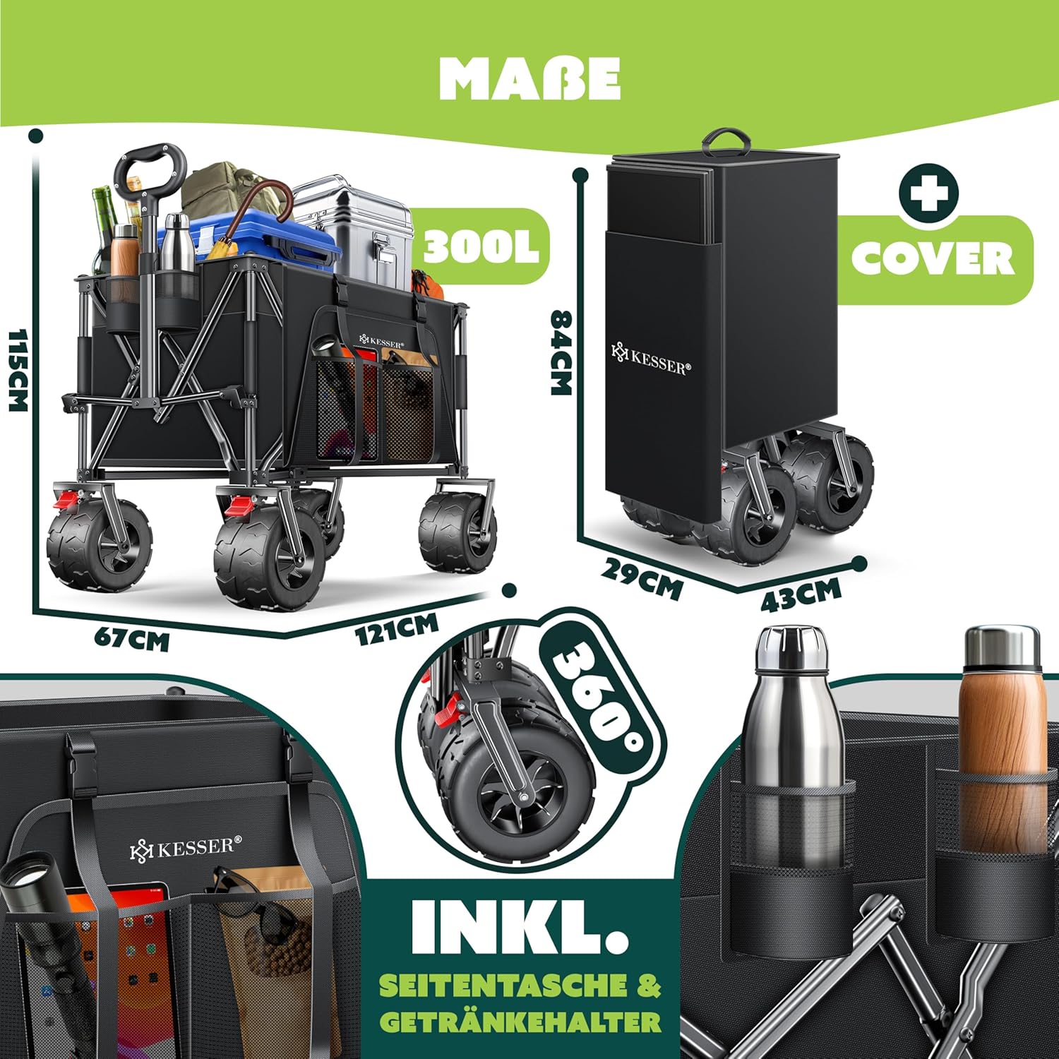 Thumbnail 7 de KESSER® Carro de Mano GTR9000 🍎 Capacidad 200 kg, plegable y resistente