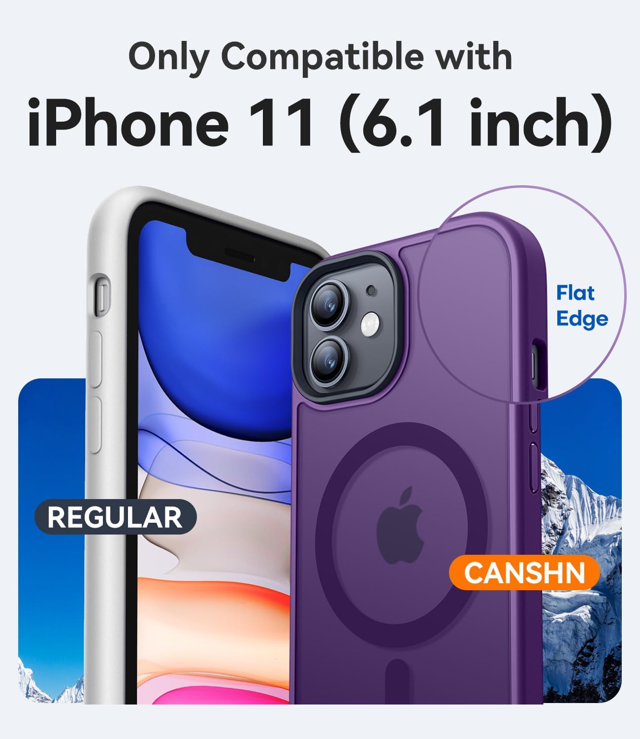 Detalle 2 de CANSHN Cover Magnetica Opaca per iPhone 11 (6,1”) Viola Scuro – Protettiva, MagSafe compatibile