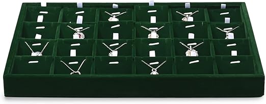 Papten Bandeja apilable de terciopelo para joyas, verde oscuro