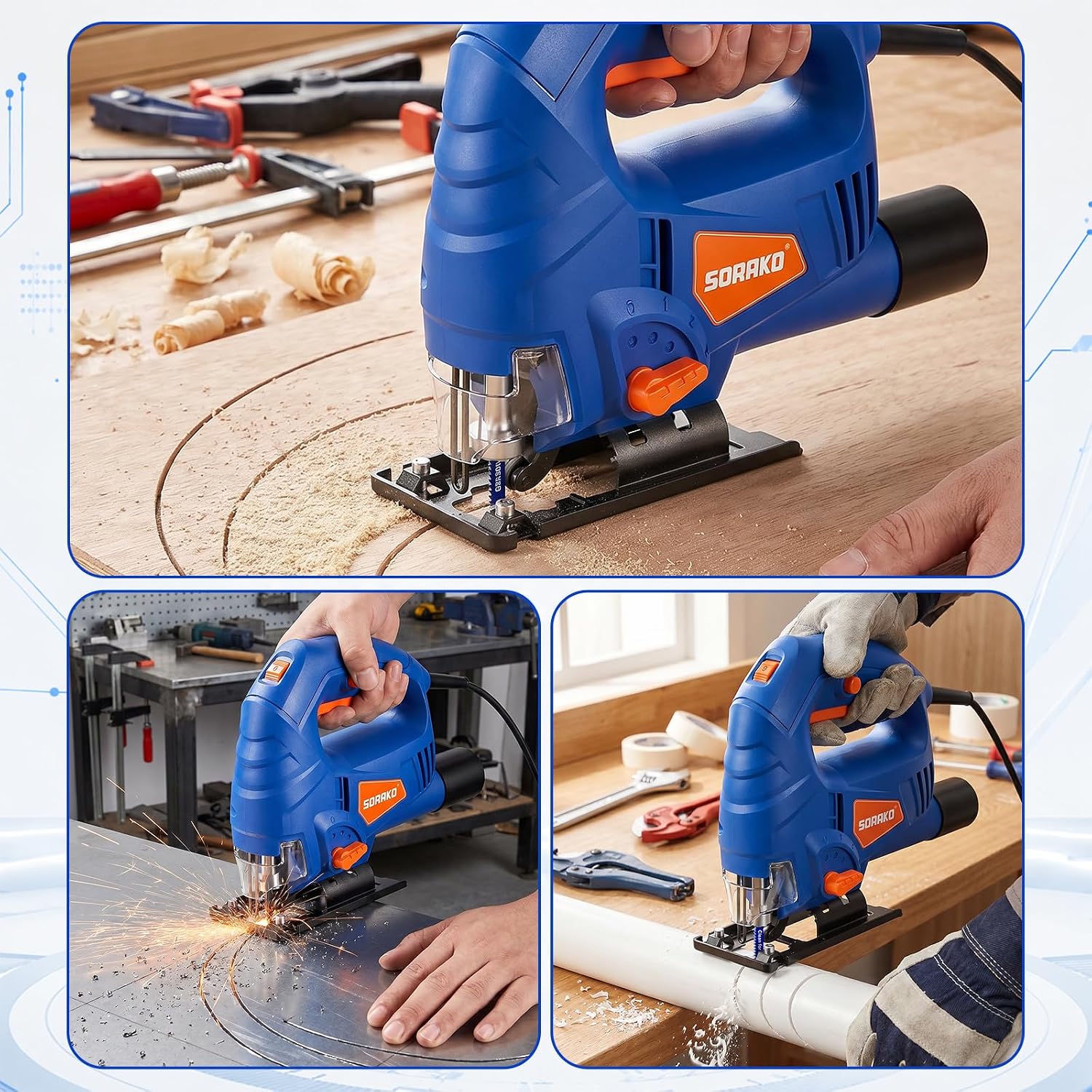 Thumbnail 6 de SORAKO Jigsaw 600W Corded Electric Jigsaw for DIY, Worktops & Laminate