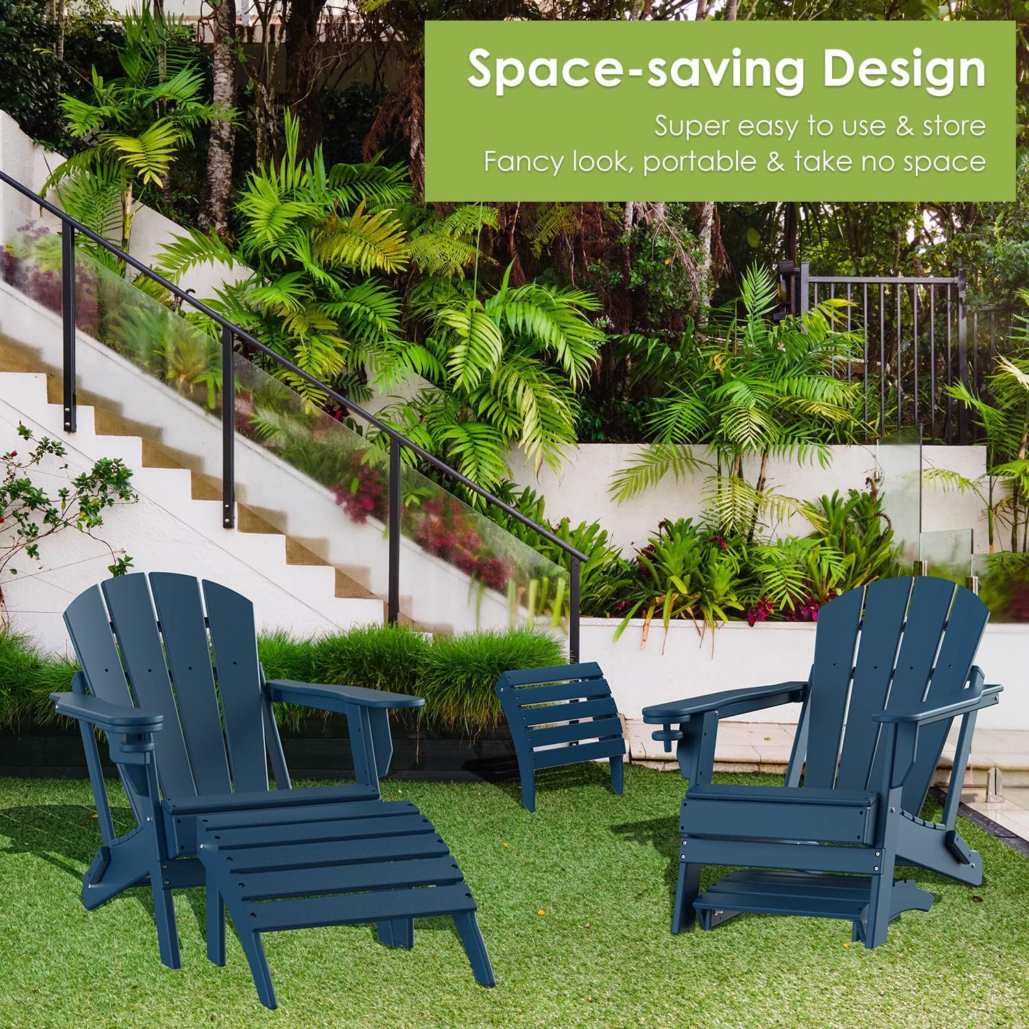 Detalle de GreenVines Adirondack Ottomans, HDPE