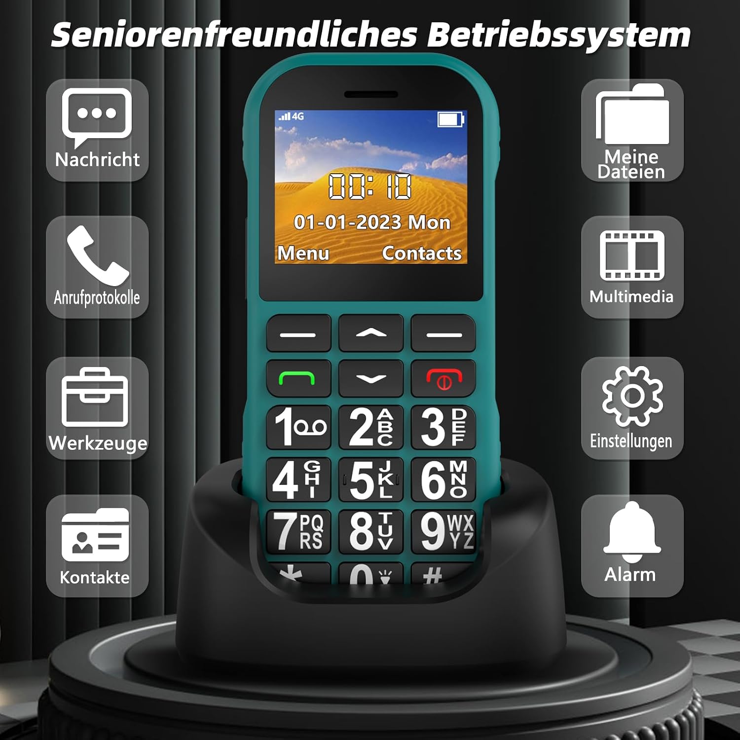 Thumbnail 1 de CHAKEYAKE 4G Seniorenhandy mit Großtasten – Notruf, Dock-Ladestation und 1800 mAh Akku