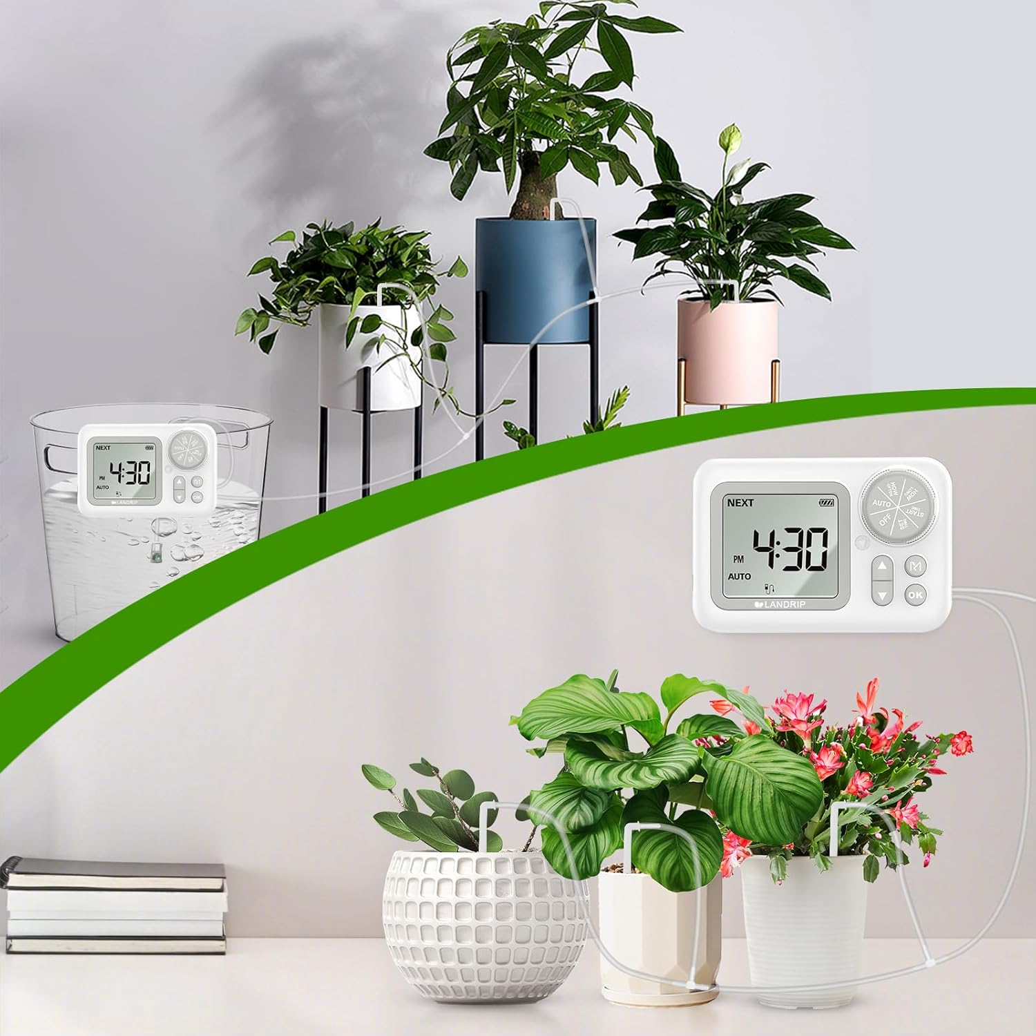 Thumbnail 4 de Landrip irrigazione automatica per vasi con timer LCD e programmazione (bianco)