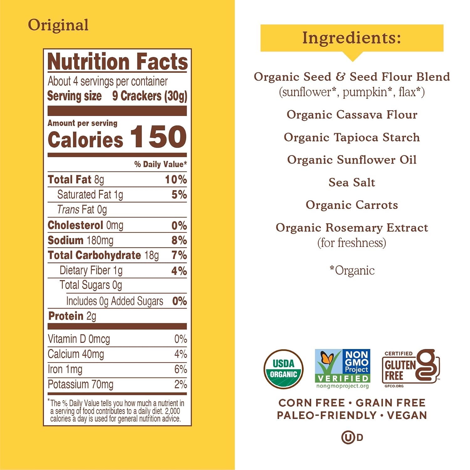 Detalle 2 de Simple Mills 0856069005742 Organic Seed Flour Crackers, Original, 4.25 oz
