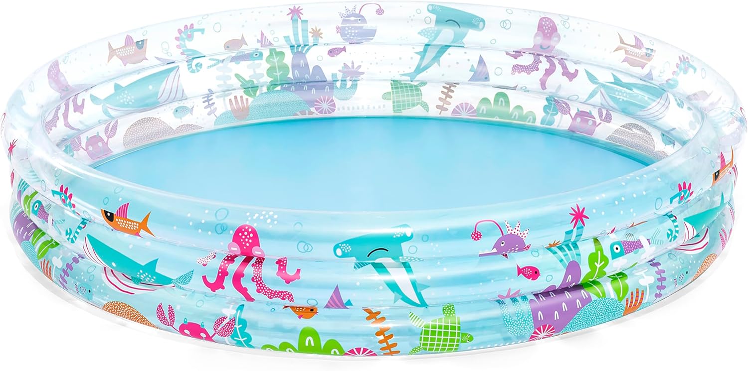 Bestway pataugeoire gonflable pour enfants Trois Anneaux Deep Dive (183 x 183 x 33 cm) multicolore