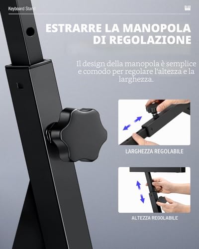 Detalle de Donner Supporto Tastiera Pianoforte Stile-Z, Regolabile e Pieghevole per 61–88 Tasti
