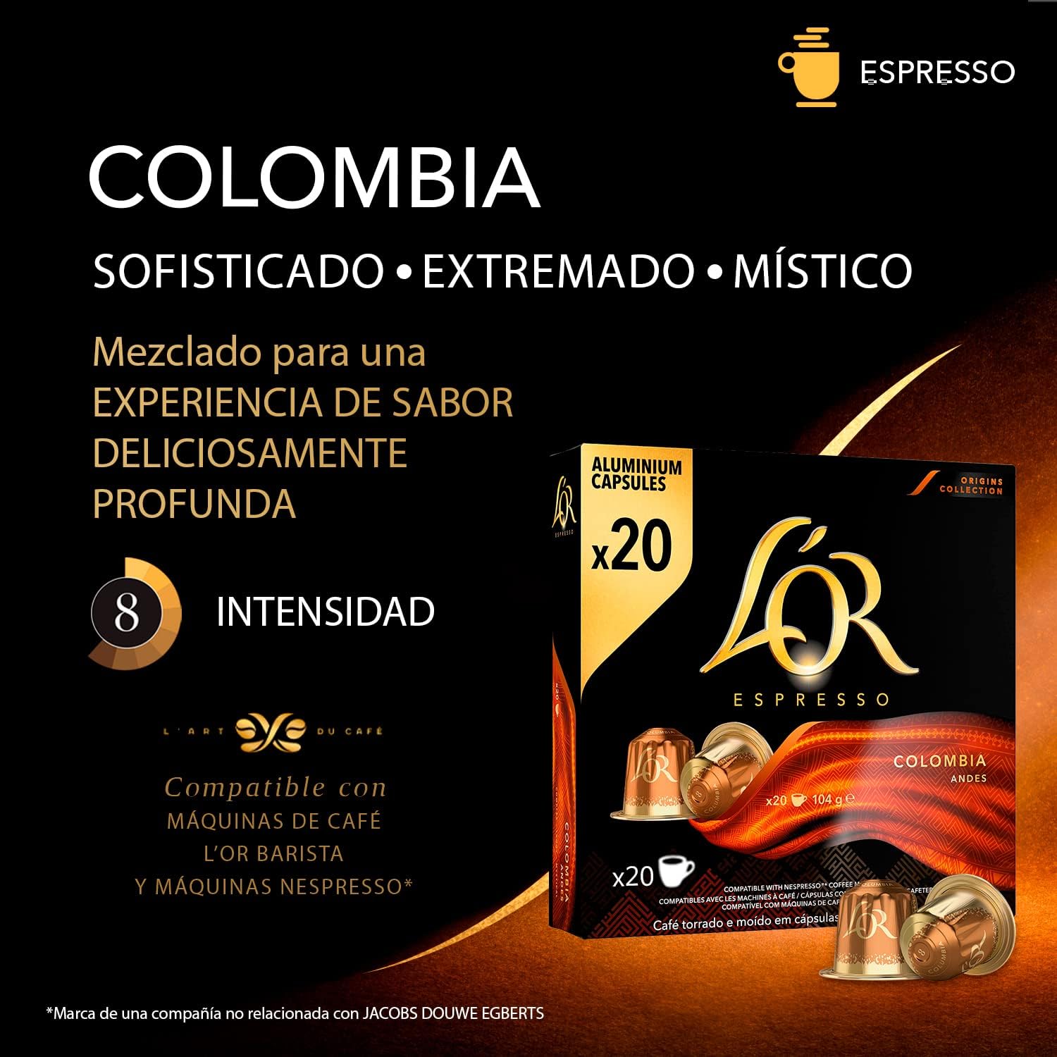 Thumbnail 2 de L'OR Espresso Cápsulas Colombia Orígenes, 200 Compatible Nespresso☕