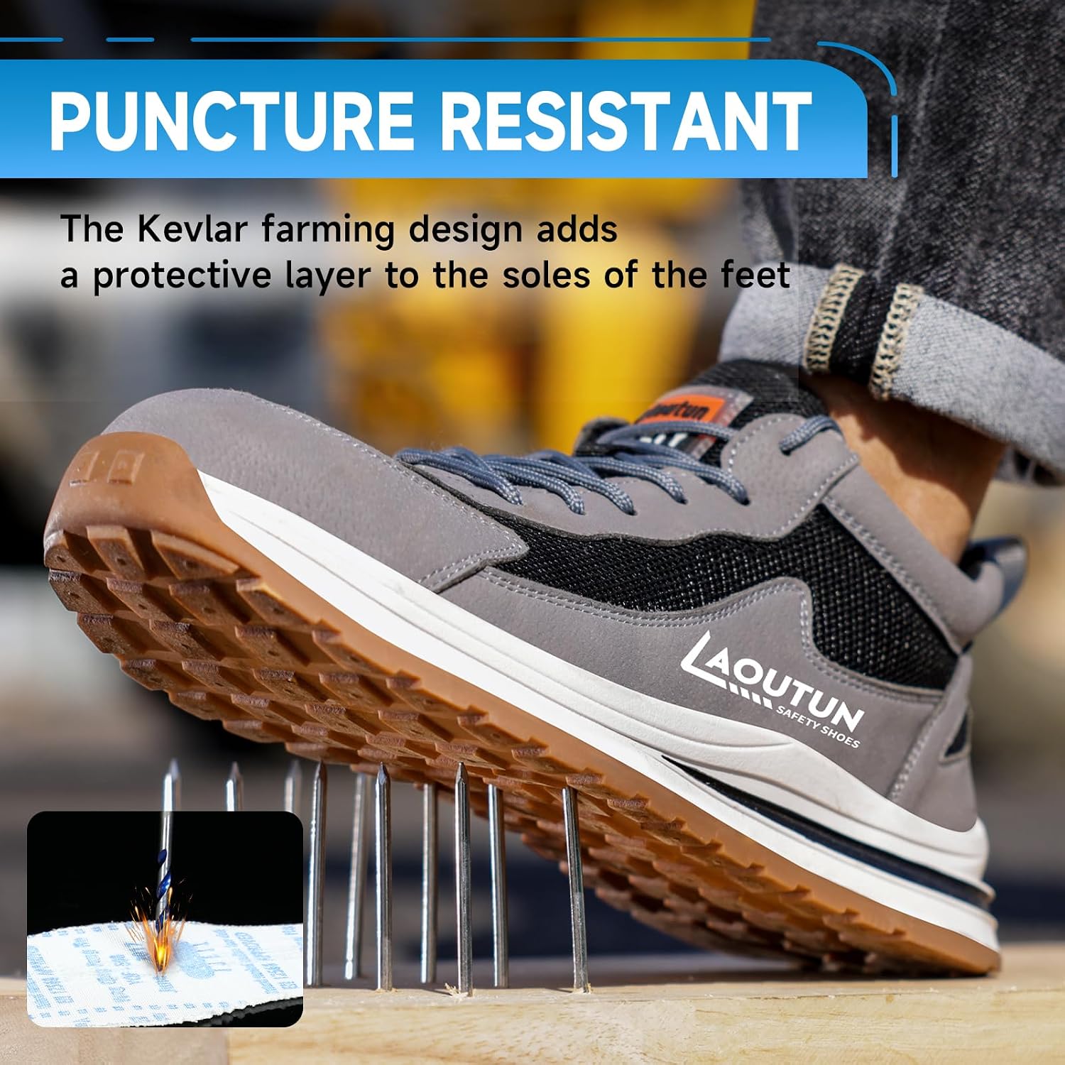 Thumbnail 3 de LAoutun Safety Trainers Men: Steel Toe Cap Work Trainers for Durable, Breathable Protection