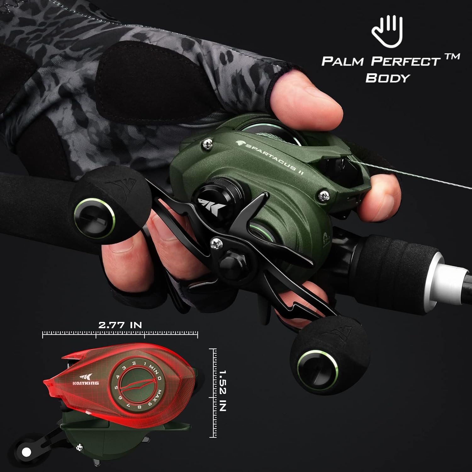 Detalle de KastKing Spartacus II Baitcasting Fishing Reel (6 oz) with 17.6 LB Carbon Fiber Drag and 7.2:1 Gear Ratio