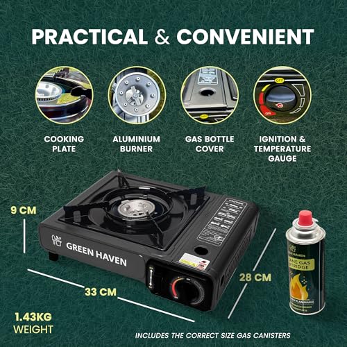 Thumbnail 5 de GREEN HAVEN Black Portable Camping Stove with Carry Case – 2100 W, EN417, Piezo Ignition