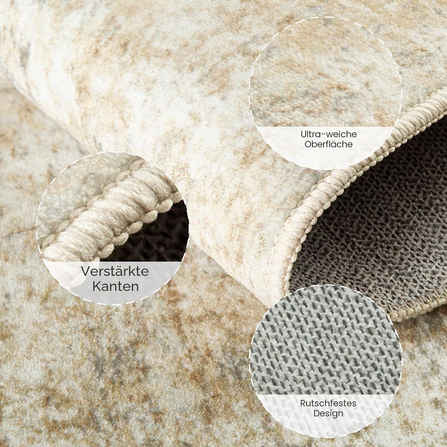 Detalle 2 de DEFYNEE Wohnzimmerteppich 150 x 210 cm – rutschfester Kurzflorteppich mit abstraktem Design, waschbar