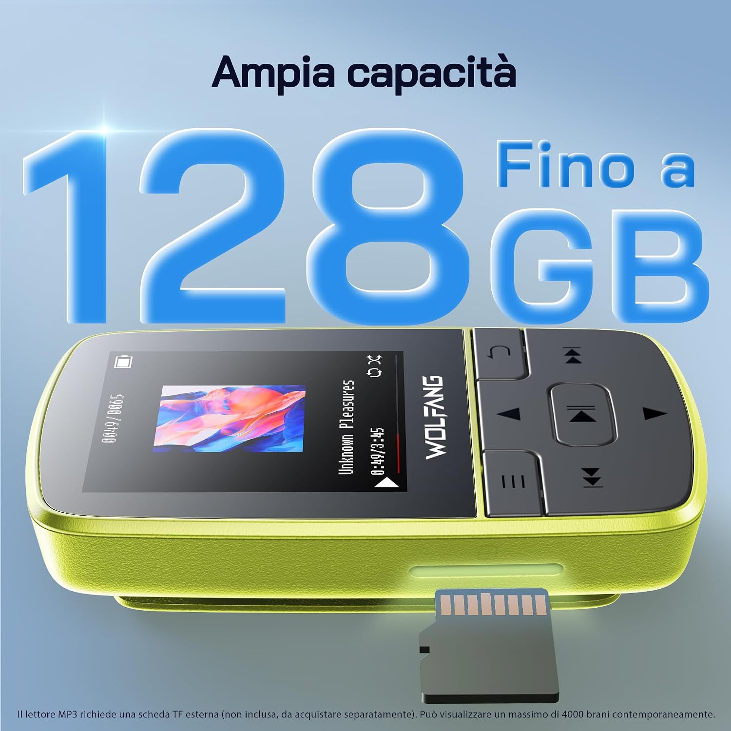 Thumbnail 6 de Lettore MP3 WOLFANG con Bluetooth 5.2 e clip sportiva: compatto, versatile e pensato per chi è sempre in movimento