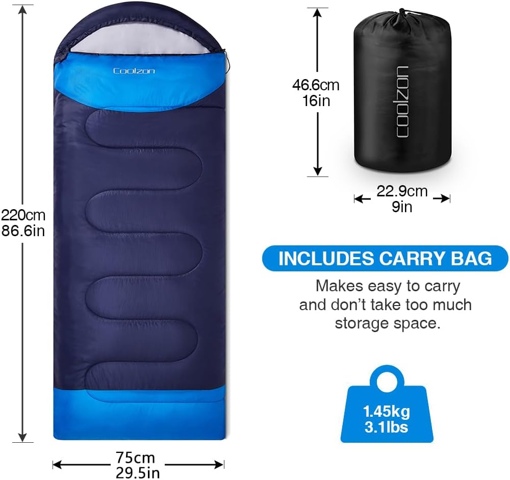 Thumbnail 1 de Coolzon Schlafsack Outdoor per camping 3-4 stagioni per adulti, ultraleggero e con sacco compressione