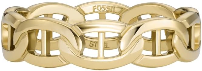 Thumbnail 1 de Fossil Damen-Edelstahlband Ringe – Goldfarbenes, poliertes Finish