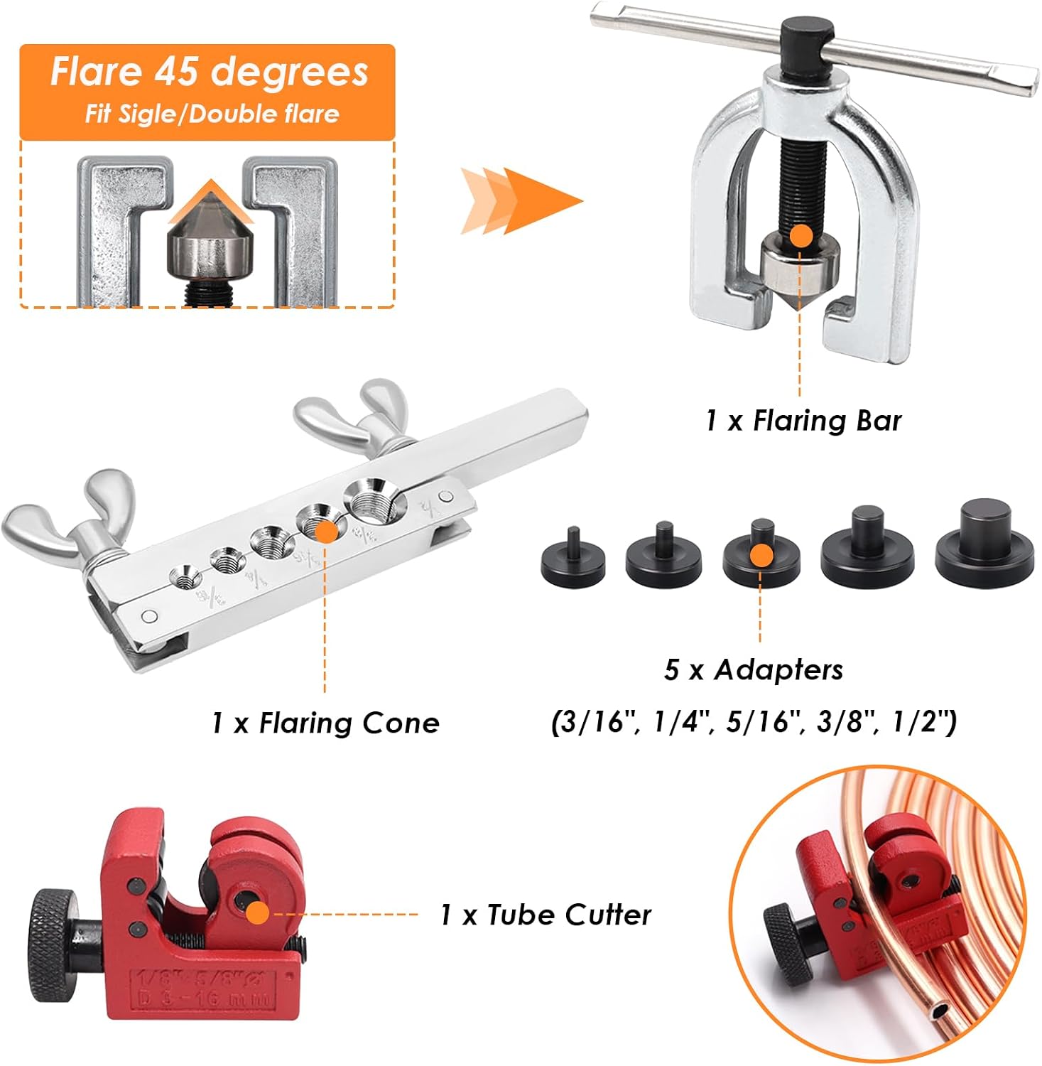 Detalle de Eoppen 25 ft 3/16" Zinc Coated Alloy Brake Line Kit with Tube Bender and Double & Single Flaring Tool