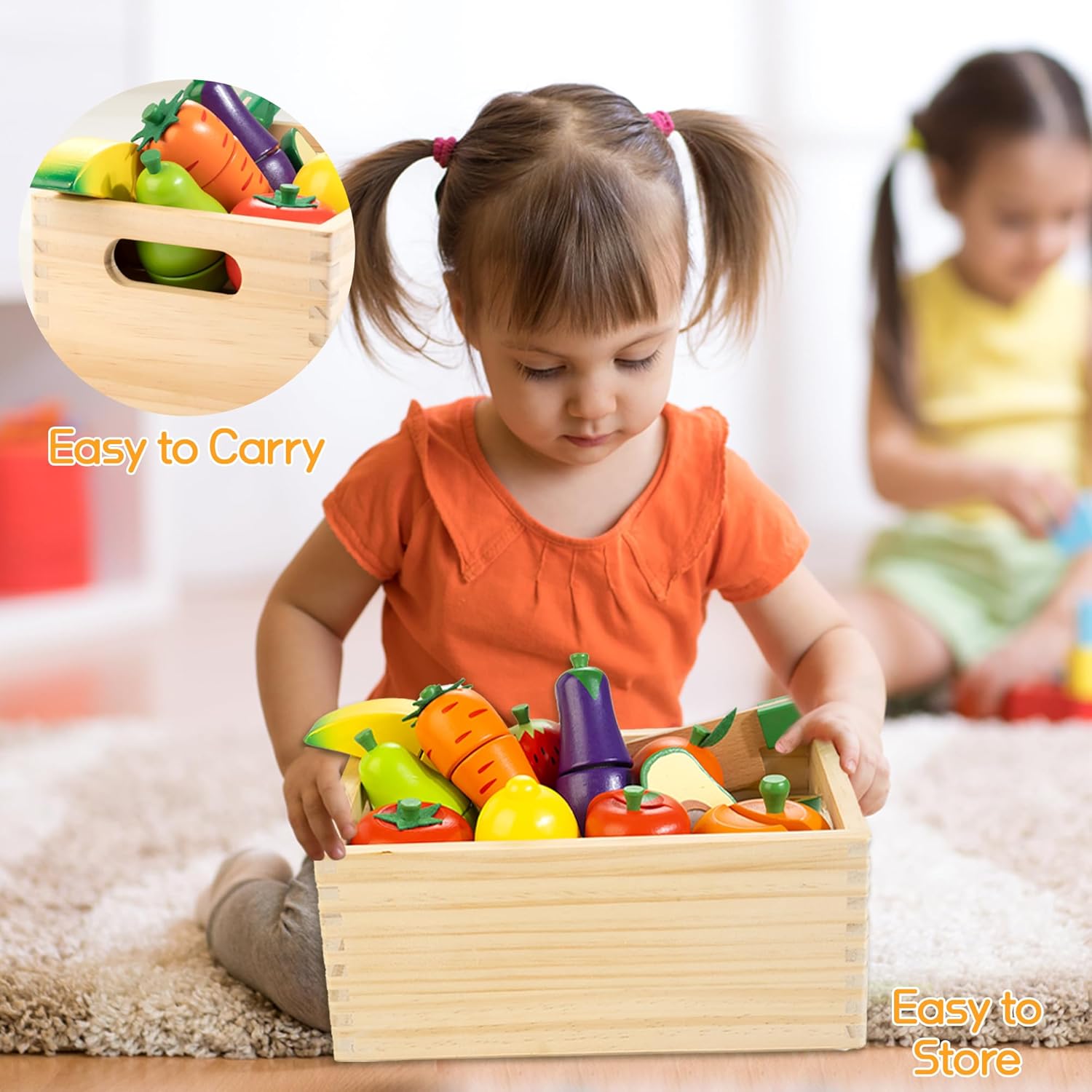 Thumbnail 4 de Wooden Play Food Cutting Set Ages 3+ ๐