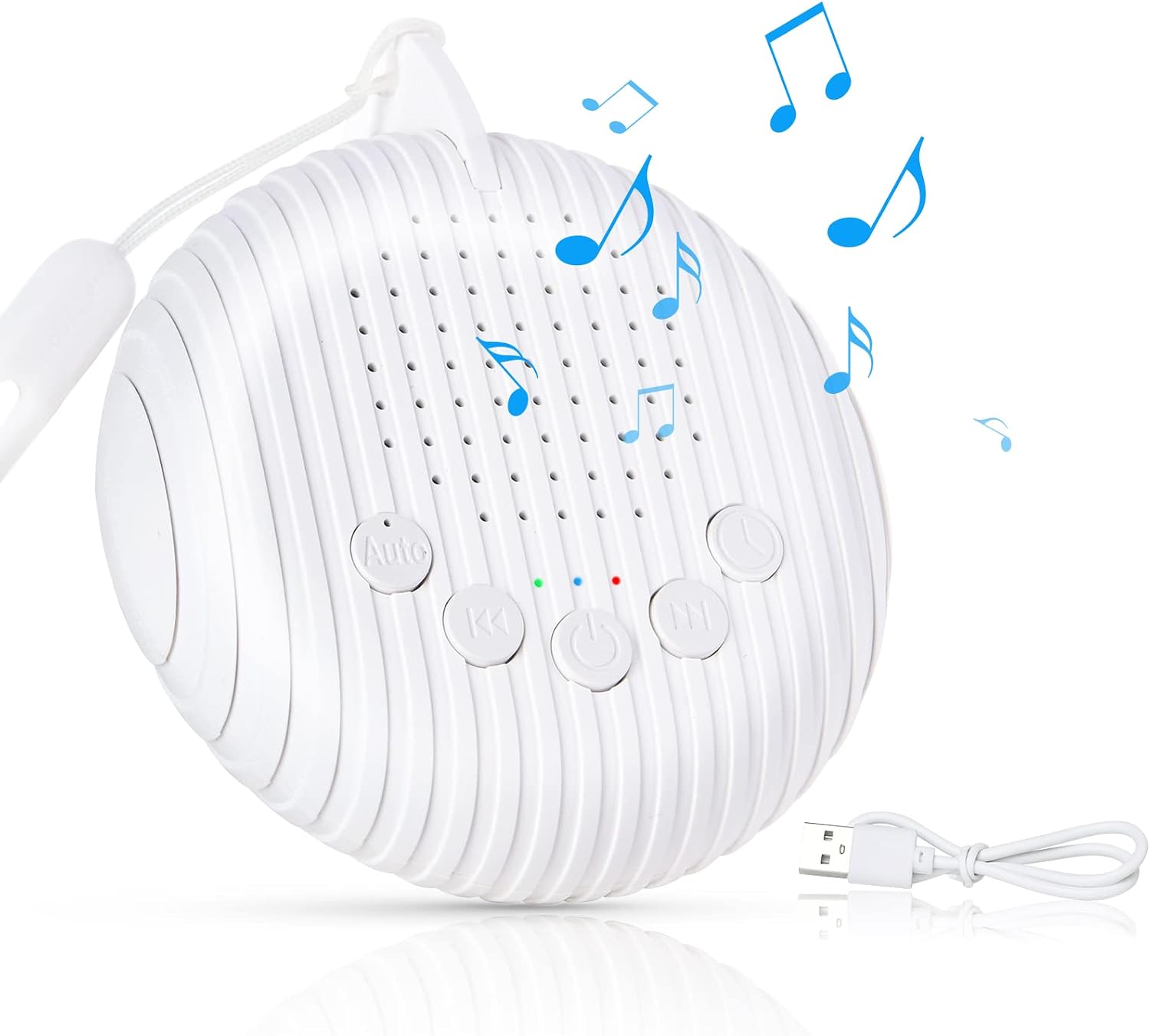 Detalle de URAQT White Noise Machine (10 soothing sounds) – USB rechargeable portable sleep sound machine with timer memory