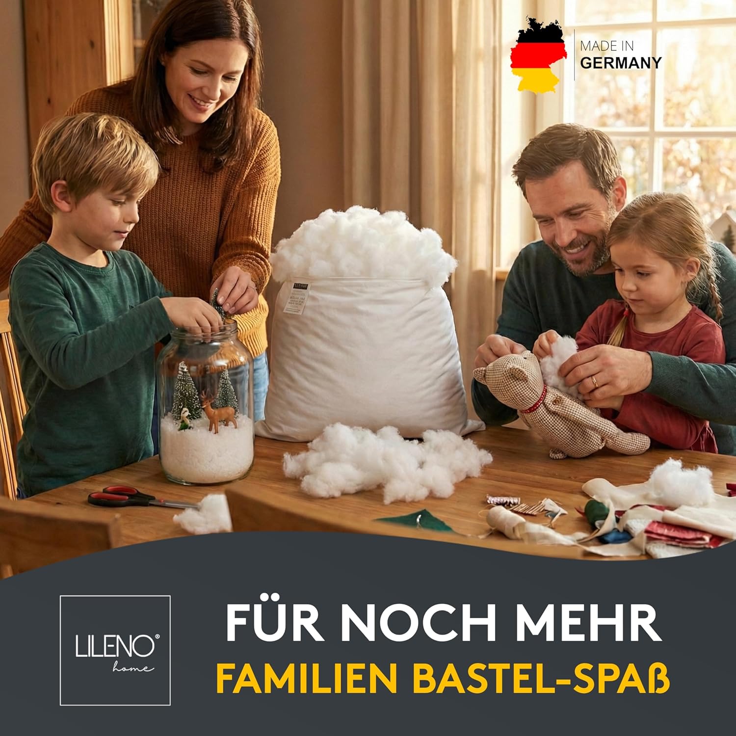 Thumbnail 1 de LILENO HOME Füllwatte 500 g im Vlies-Beutel – Füllmaterial & Bastelwatte, waschbar bis 95 °C