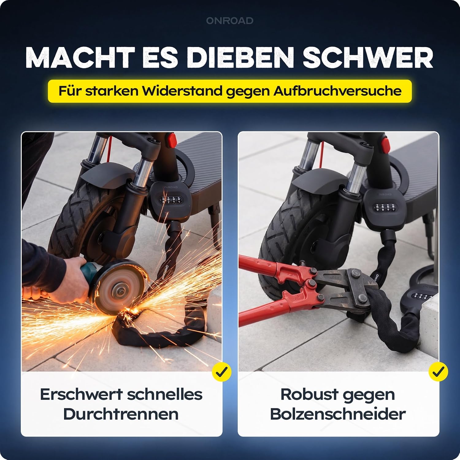 Detalle de SNAPSAFE E-Scooter Schloss mit Tasche – Zahlenschloss aus gehärtetem Stahl für E-Roller, inklusive Recovery-Funktion