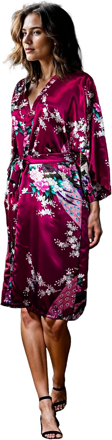 Thumbnail 4 de CCcollections Kimono sedoso para mujer Bata ligera