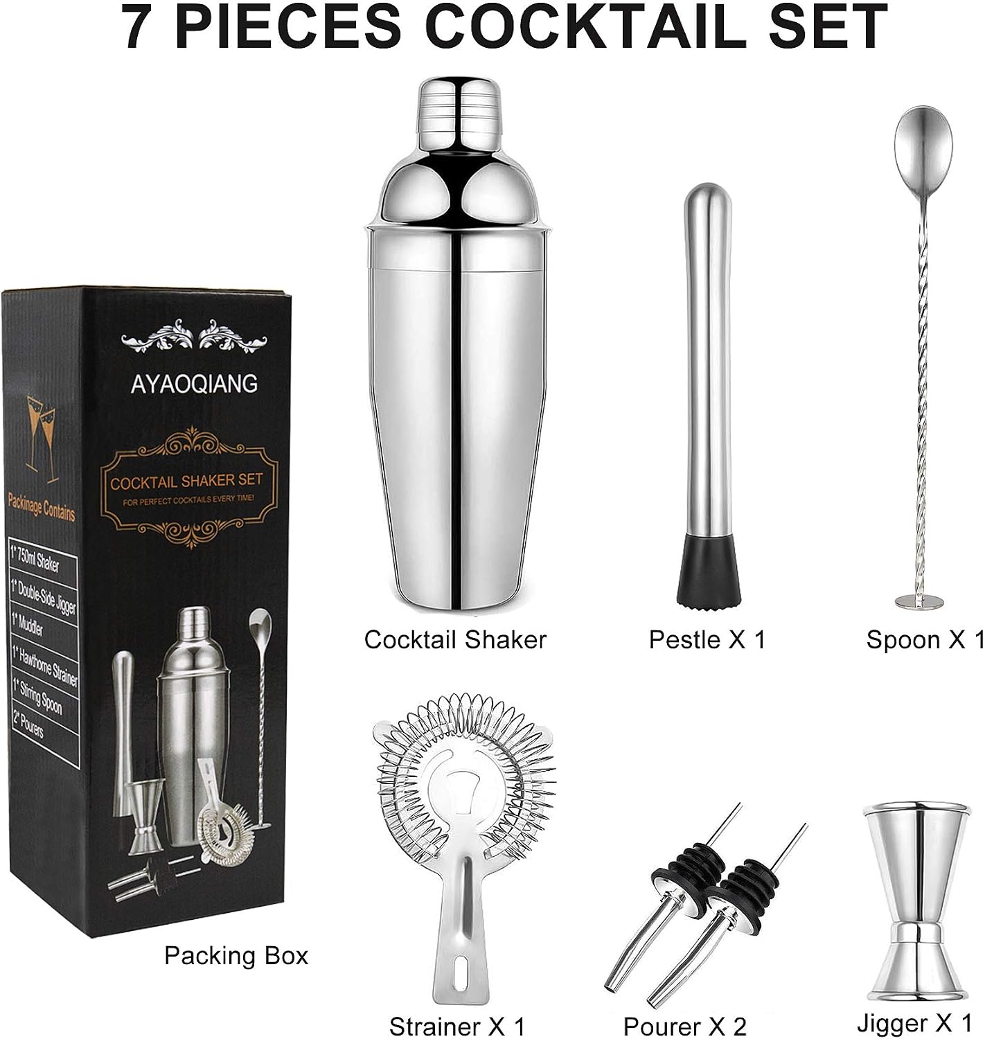 Detalle 2 de Cocktail Shaker Set 7 Pieces 750ml