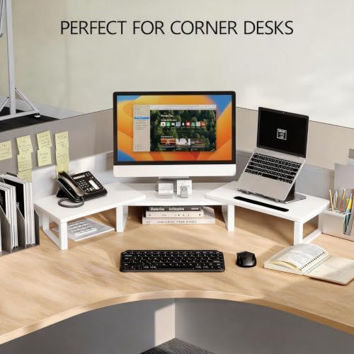 Thumbnail 6 de DOMSHOCT Dual Monitor Stand Riser: Adjustable, Open Bottom Storage and Tablet Slot