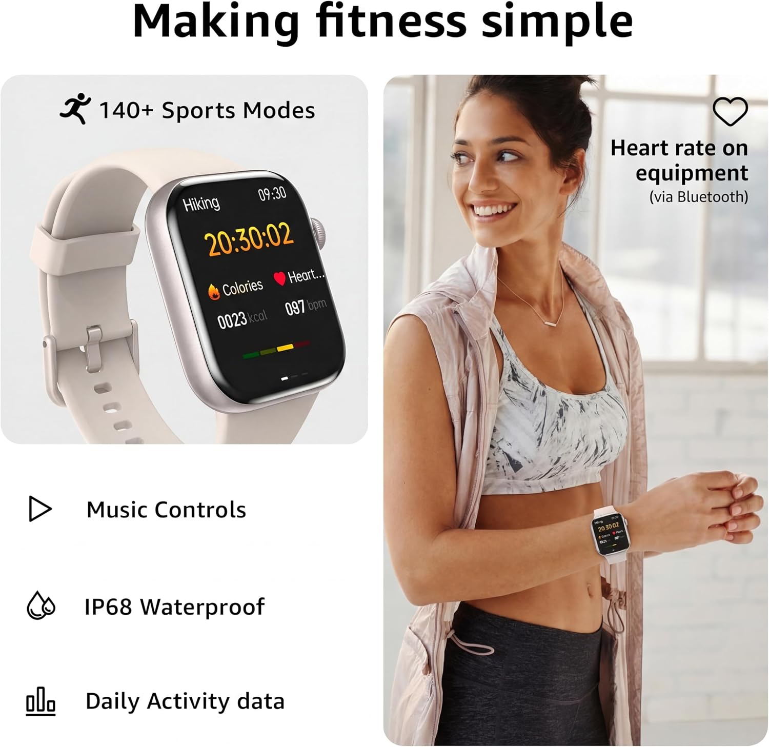 Detalle 2 de Smart Watch for Men and Women with 1.85” Display, Bluetooth Calling, and 140+ Sports