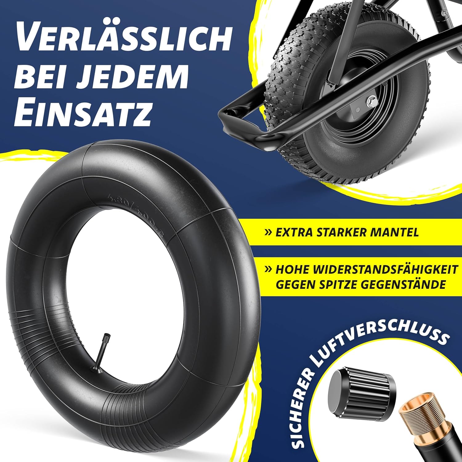 Thumbnail 6 de MASKO Schubkarre 100 Liter (bis 250 kg) mit Luftreifen und verzinktem Stahlrahmen inkl. Ersatzschlauch