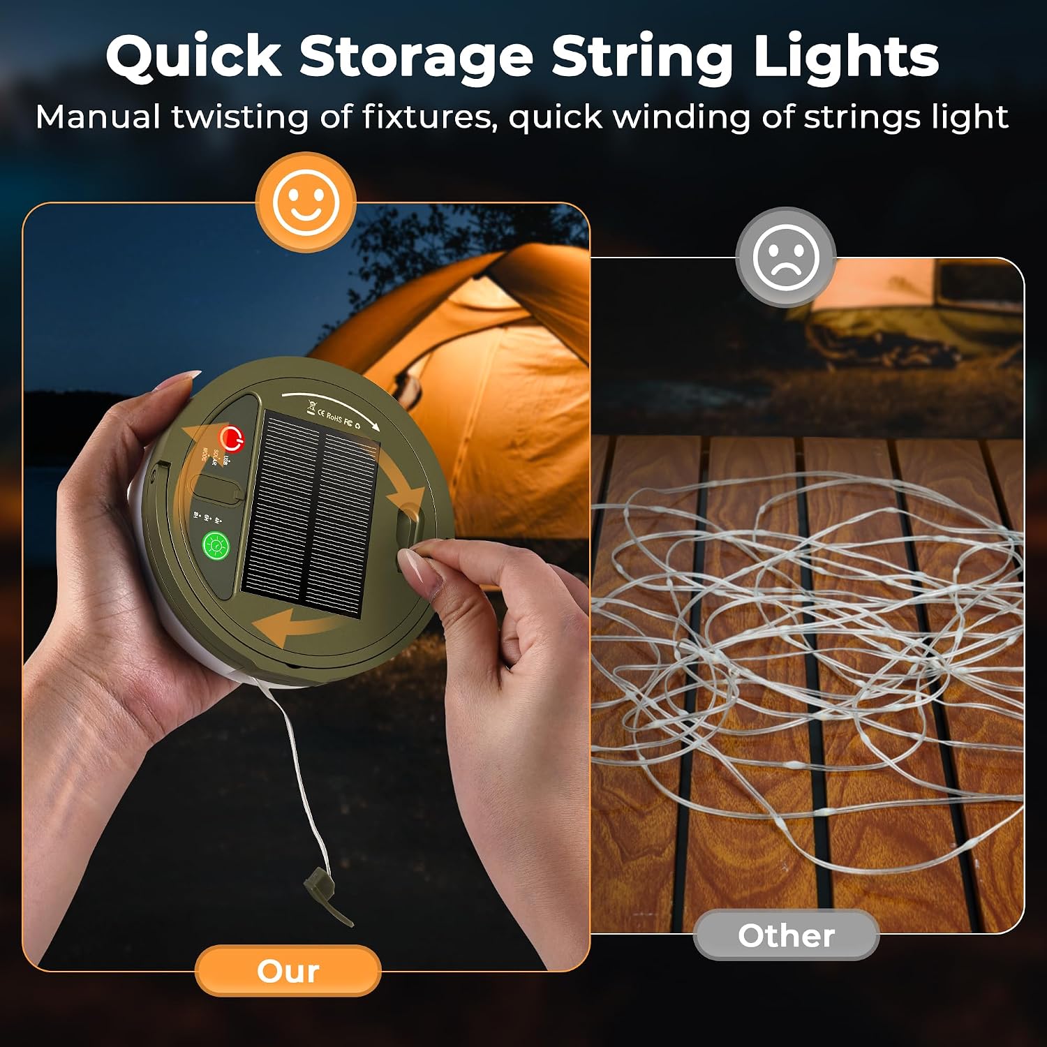 Detalle de Famgoods Solar Camping Lights with 13 Lighting Modes