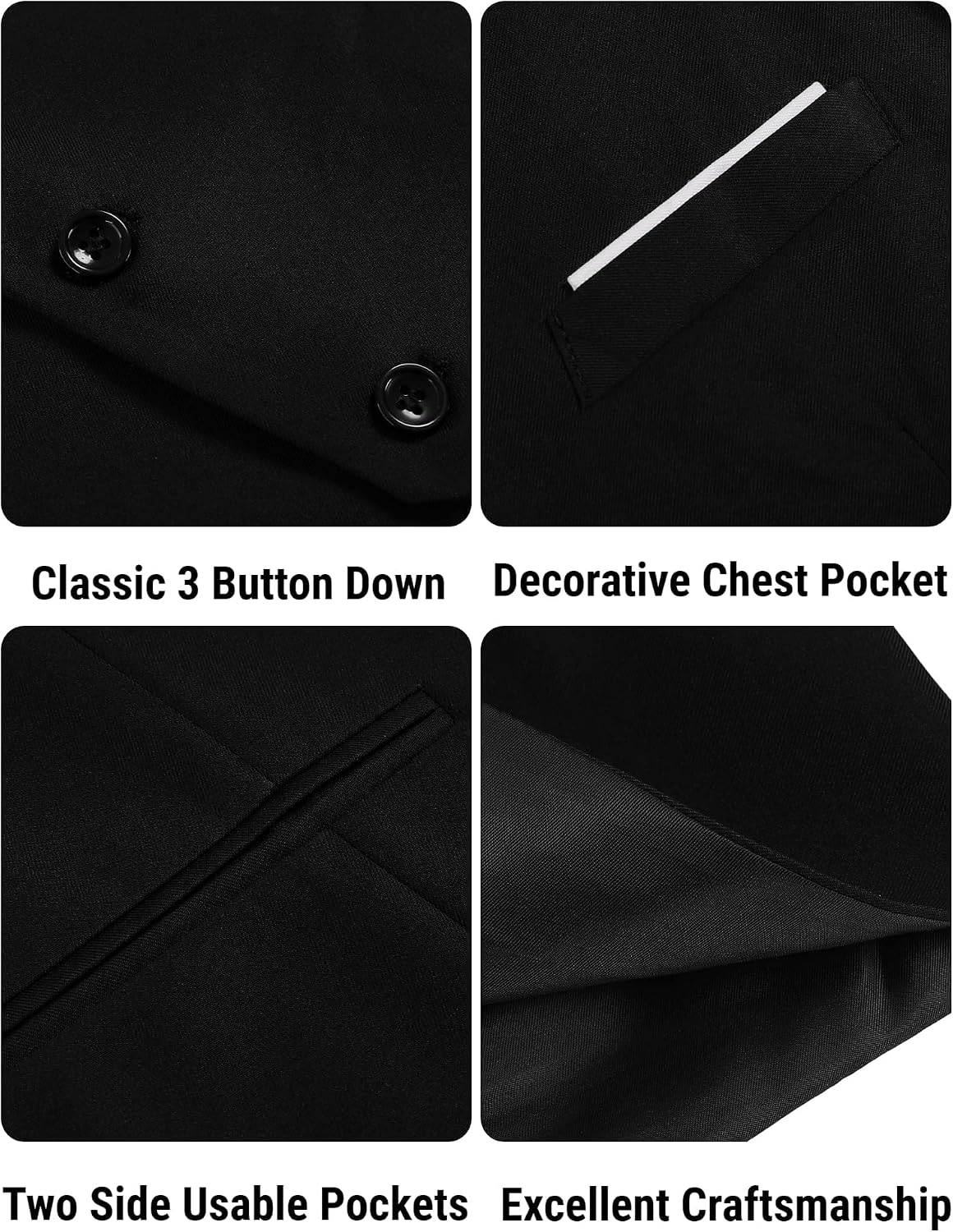 Detalle de COOFANDY Men's V-Neck Sleeveless Slim-Fit Suit Vest for Casual or Formal Wear