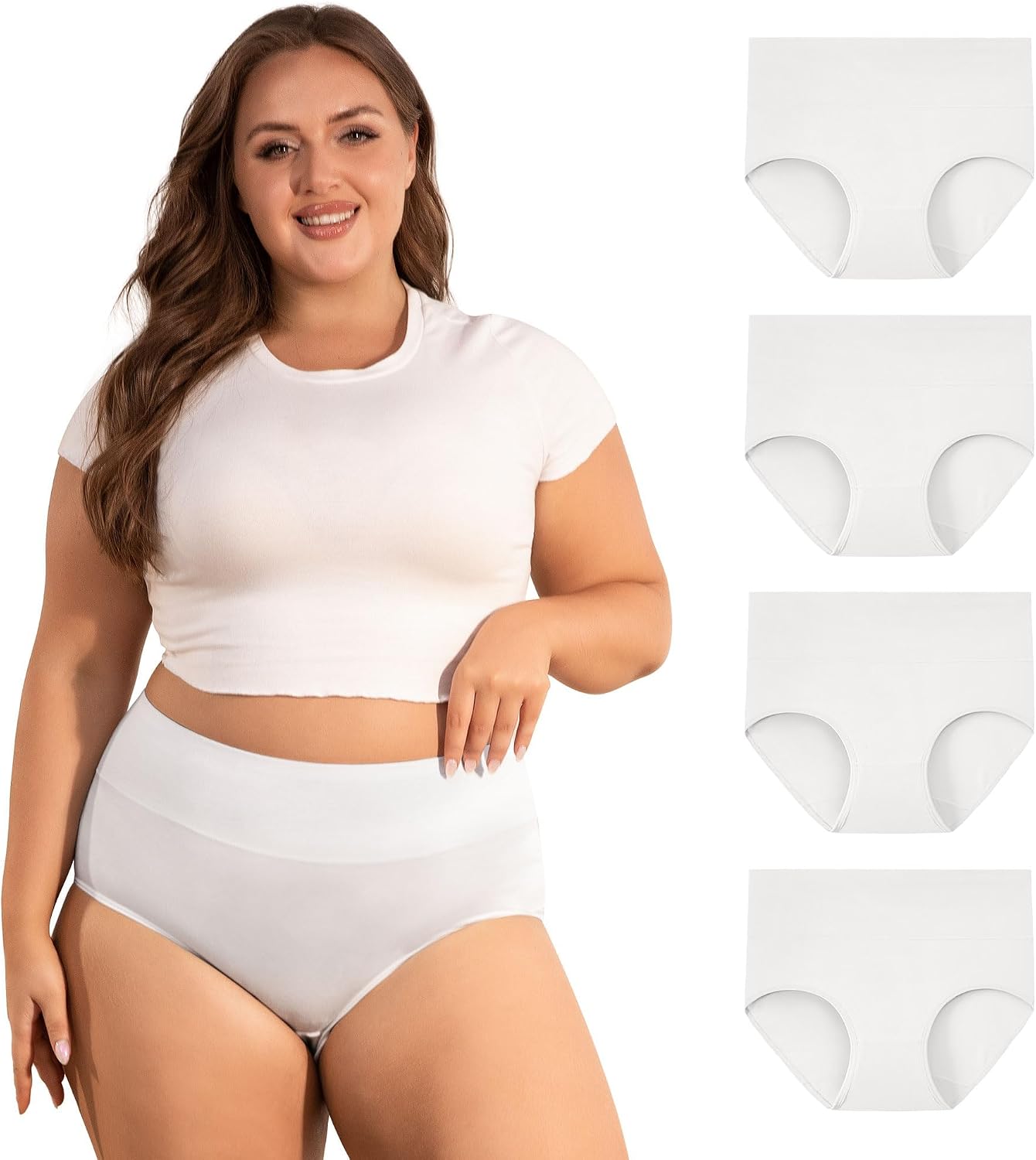 Detalle de INNERSY Großgrößen Damen Taillenslip Baumwolle High Waist 44-62 – 4er Pack