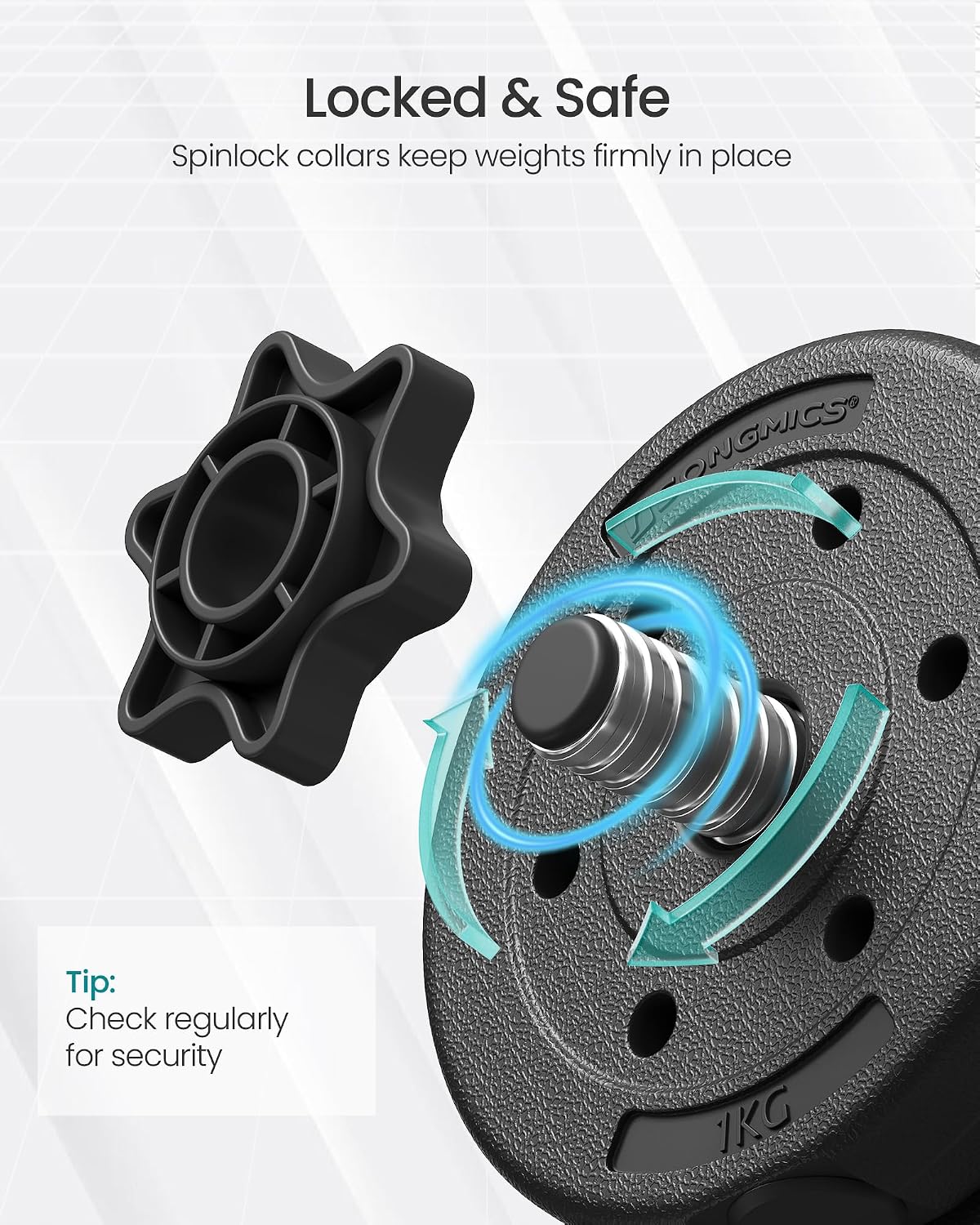 Thumbnail 3 de SONGMICS Stefan Collection SYL20HV1 Adjustable Dumbbells, 20 kg with Barbell Link