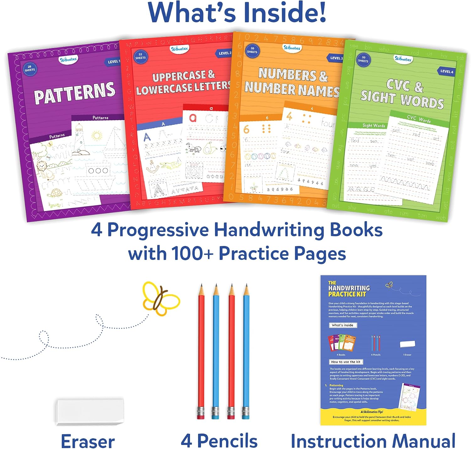 Thumbnail 1 de Skillmatics Handwriting Practice Kit – 4 Stage-Based Writing Workbooks with Pencils & Eraser