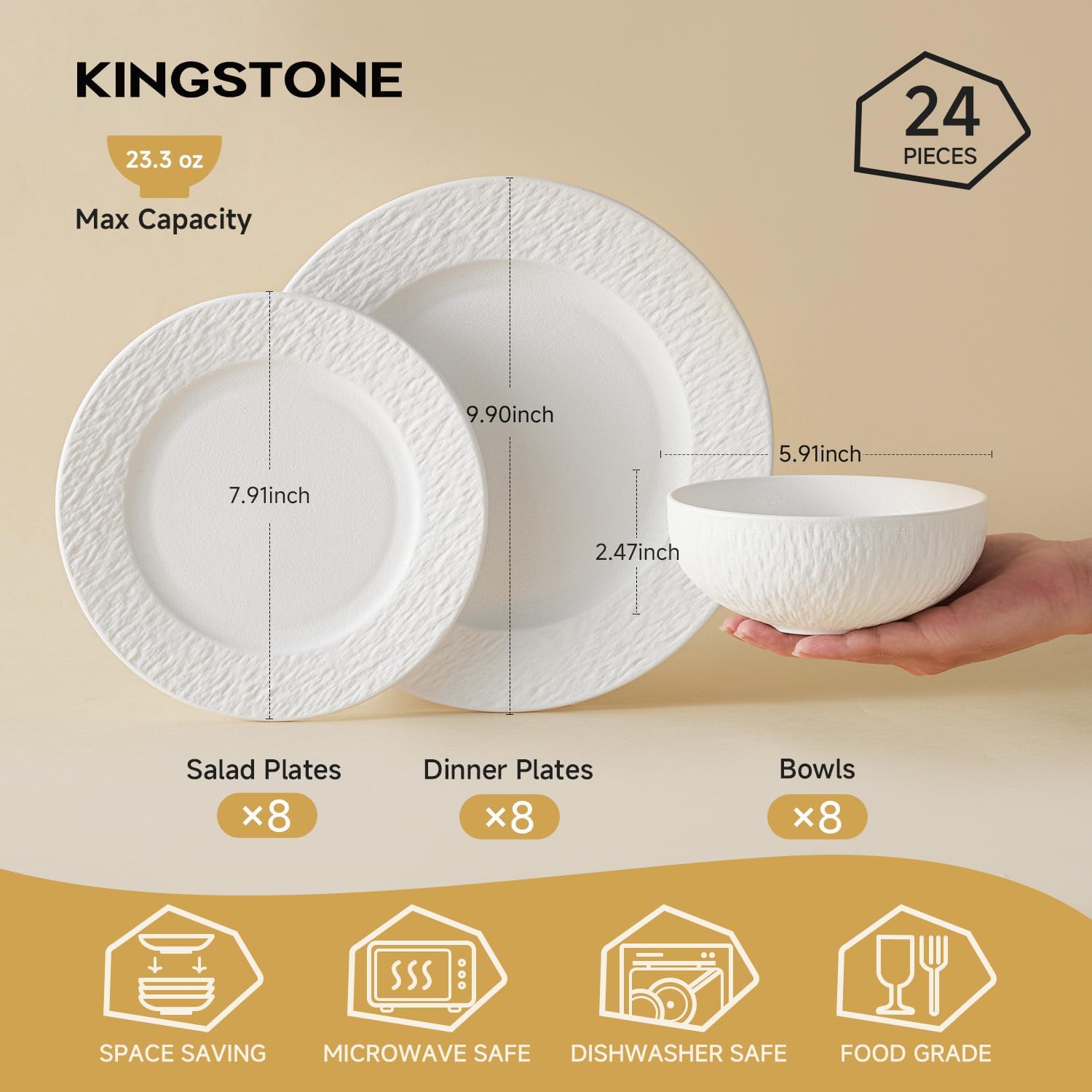 Detalle de KINGSTONE Dinnerware Set 24-Piece