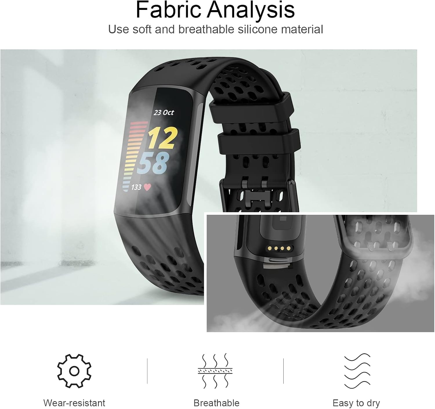 Thumbnail 4 de TopPerfekt Sportarmband für Fitbit Charge 6 & Charge 5 – atmungsaktives Silikon mit Schnellverschluss