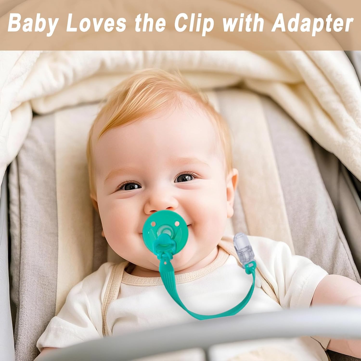 Detalle de Qunland Philips Avent Soothie対応 おしゃぶりクリップ シリコーン製 アダプターリング付き ピンク・パープル