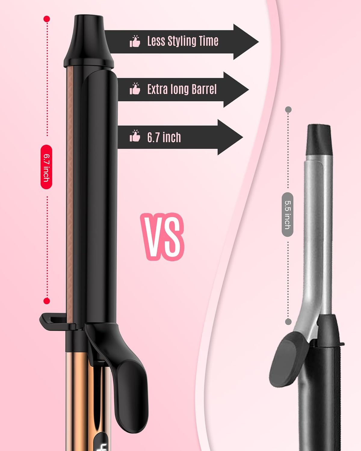 Detalle de MESCOMB 1 Inch Curling Iron for Long Hair with 6.7" Extra Long Barrel