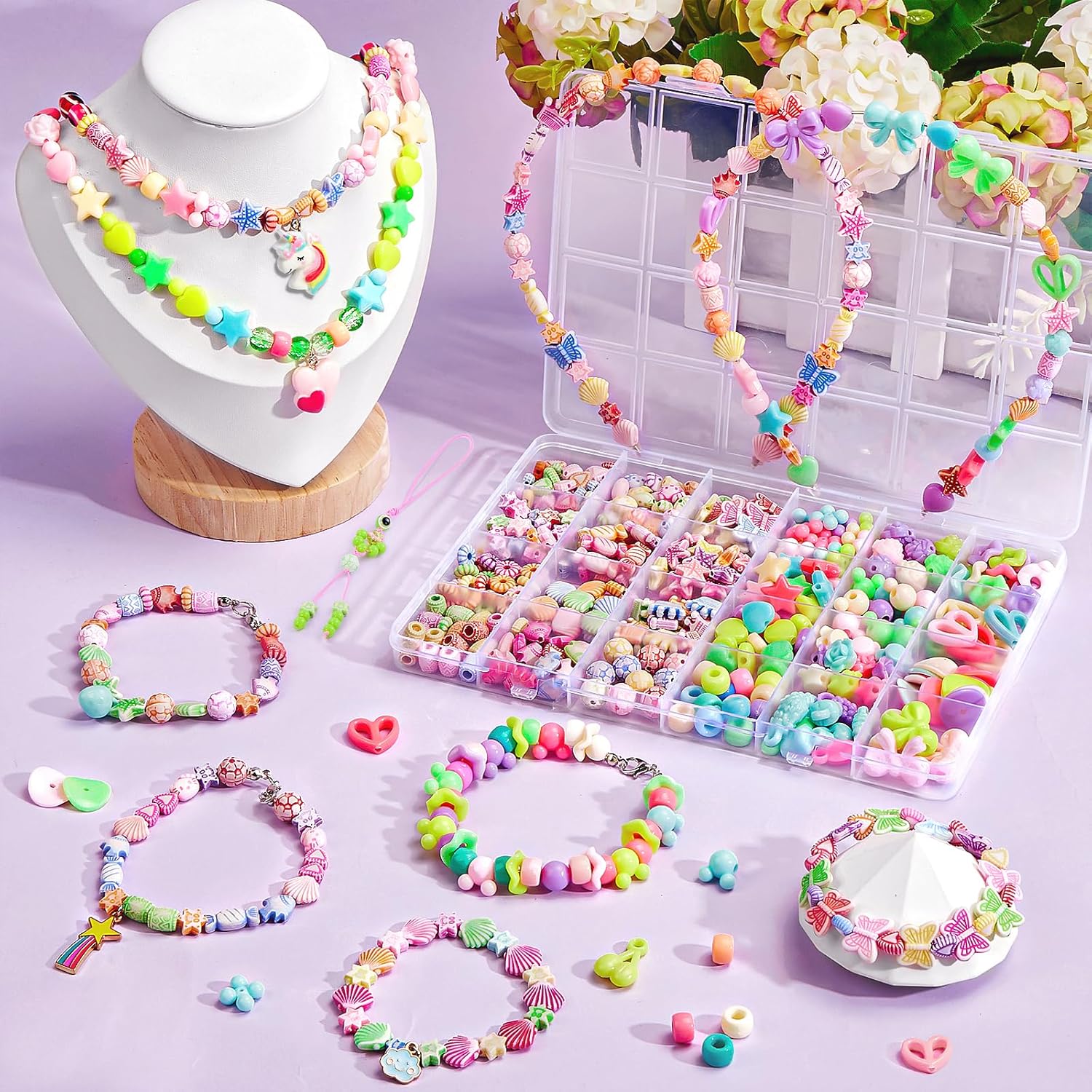 Thumbnail 6 de Bridokit Perlen-Set für Kinderarmbänder – 2 Boxen mit 46 Arten zum Auffädeln, Kreativ-Bastelset ab 4/5/6/7/8/9 Jahren