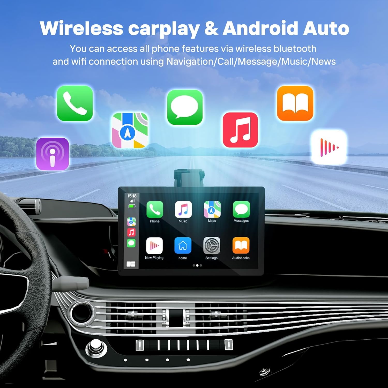 Thumbnail 1 de 9" Wireless CarPlay Screen with 4K Dash Cam
