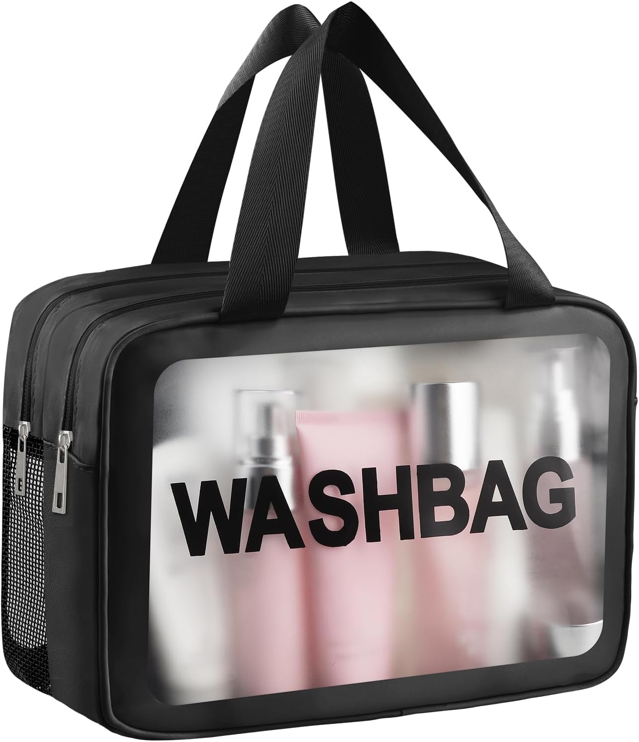 Thumbnail 6 de Clear Toiletry Bag Wet & Dry Separation PVC Makeup Cosmetic Bag (Large Capacity) – Pink