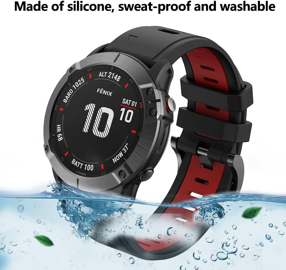 Thumbnail 5 de FiiMoo 22mm silicone replacement strap for Garmin Descent G2/G1, Fenix 8 47mm, Tactix 8 47mm and Quatix 7 Pro