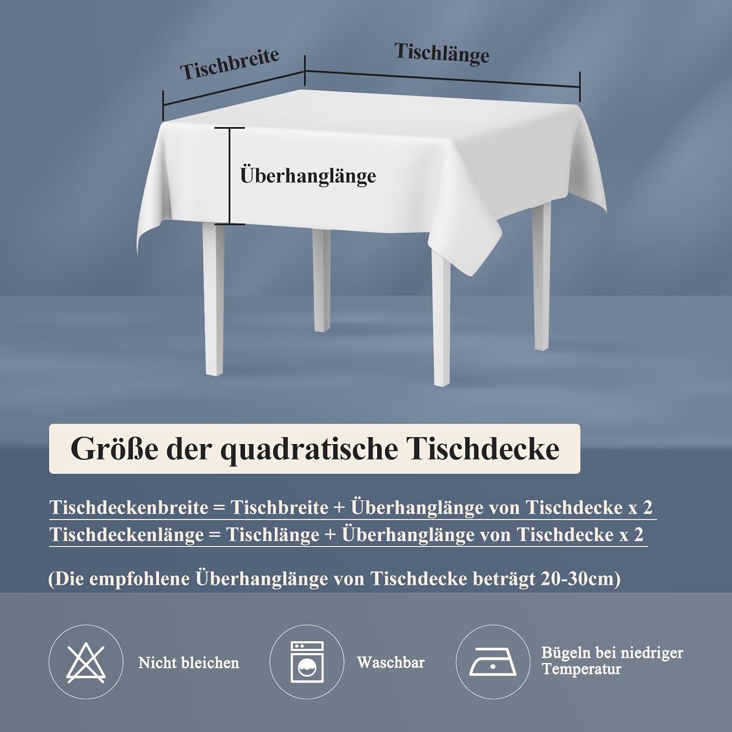 Thumbnail 6 de AooHome Tischdecke Blau 130x160 cm – Leinen‑Optik, wasserabweisend, Lotus-Effekt, pflegeleicht