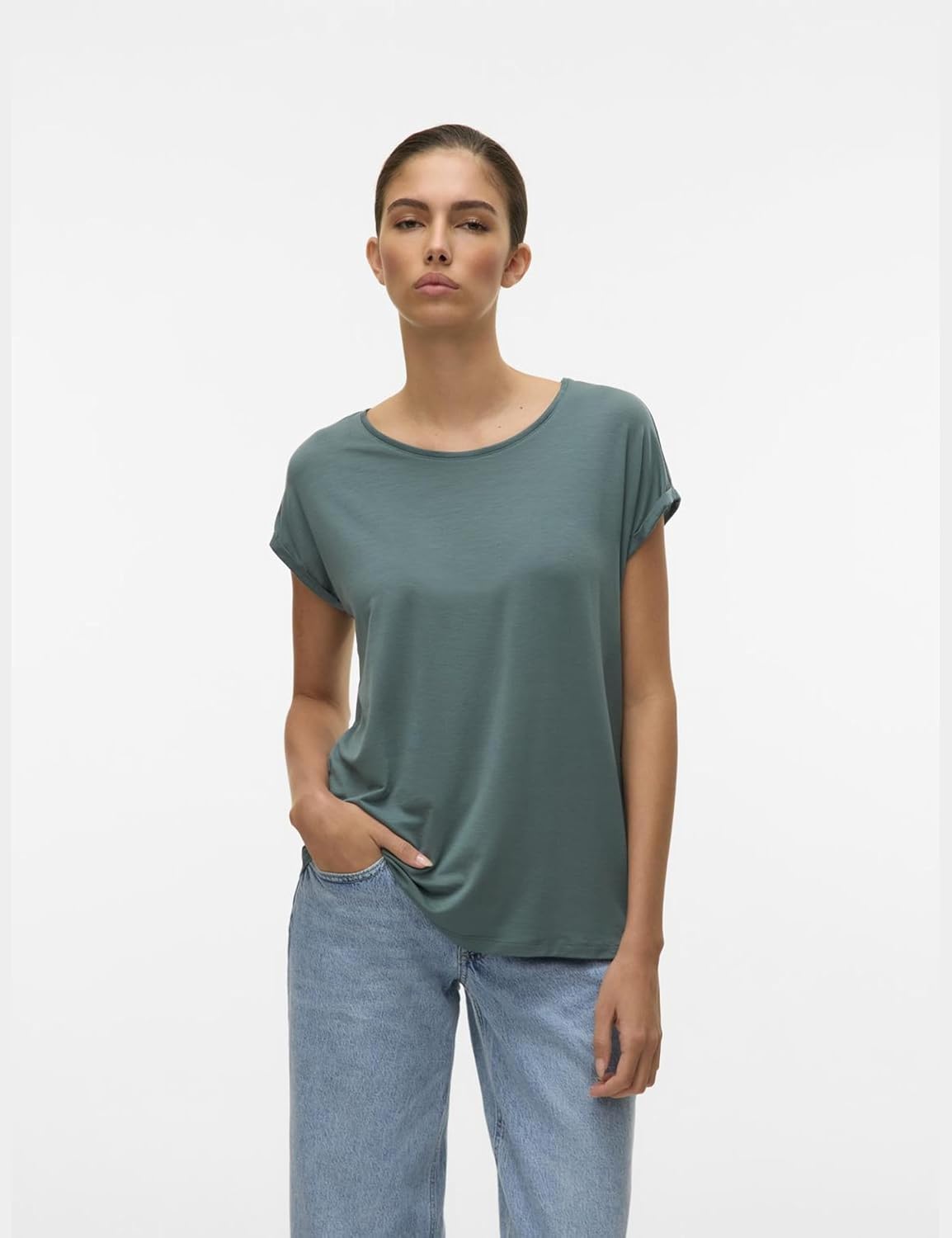 Detalle 2 de VERO Moda Vmava Plain Ss Top T-Shirt Slimfit