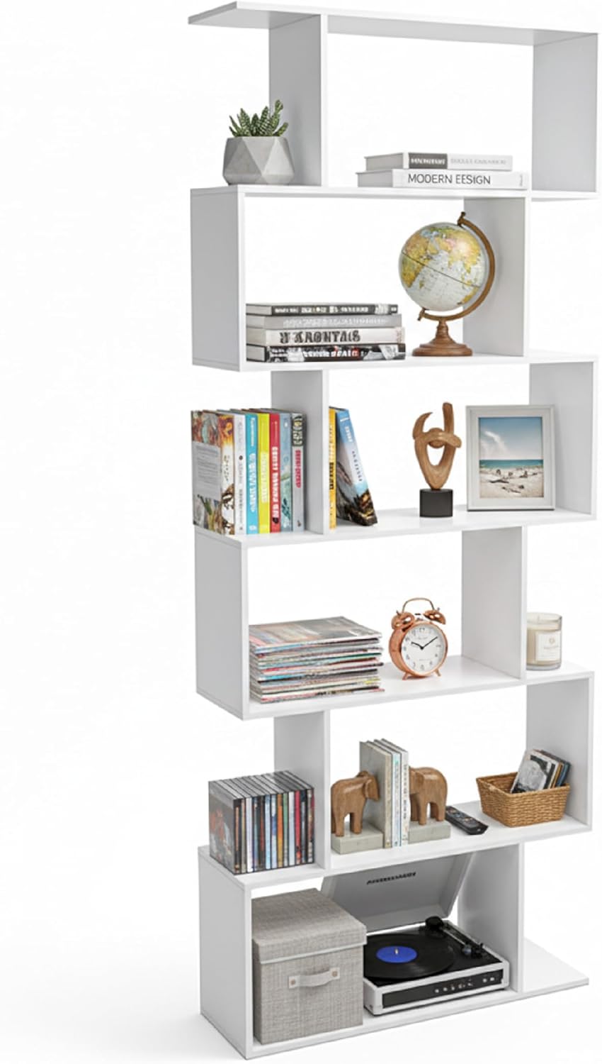 Thumbnail 6 de Baroni Home Libreria verticale in zig zag 24x70x159 cm con 5 ripiani bianco
