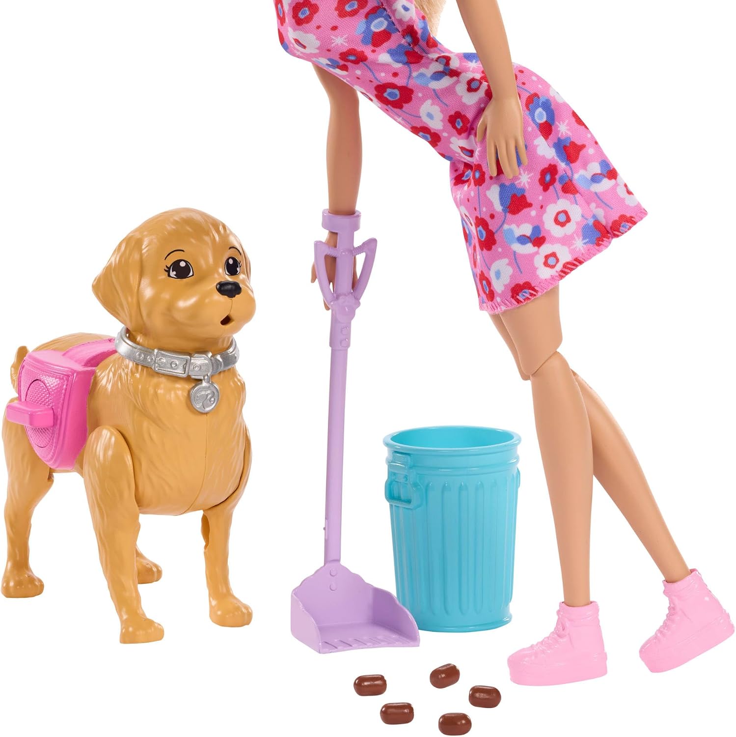 Detalle de Barbie Set Cagnolina Cammina e fa i bisogni con Malibu: passeggiata interattiva per bambine 3+